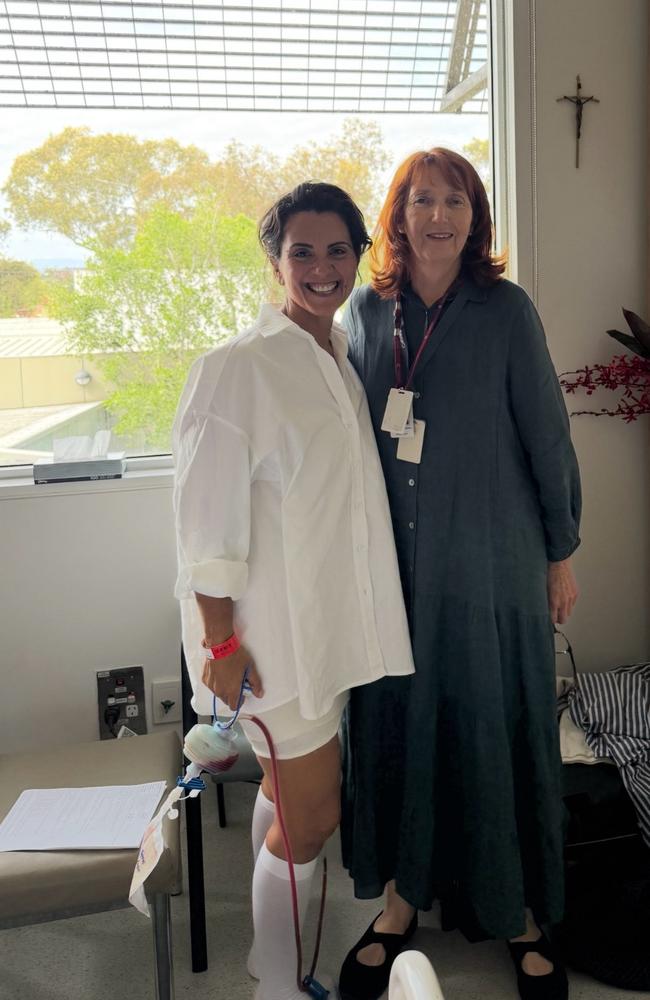 Carlie Merenda and Dr Senior together five days post her surgery, when she came to tell her that her pathology results were good. Picture: Supplied