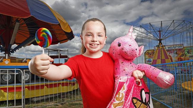 Chloe Welch, 8 of Mangalore is looking forward to the Hobart Mega Carnival at the Hobart Showgrounds. Picture: Zak Simmonds