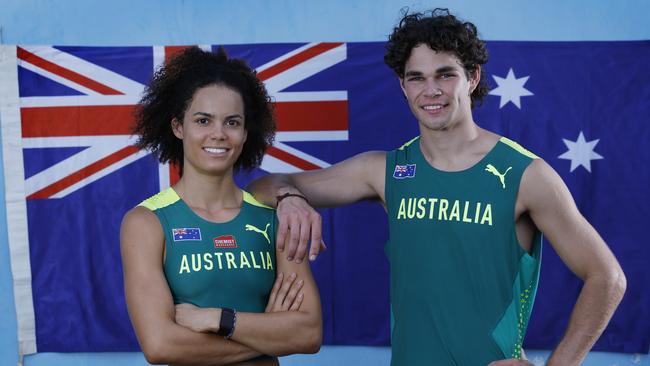 SUVA, FIJI . June 7 , 2024.  Best mates Torrie Lewis and Calab Law are both running in the 200 mtrs at the Paris 2024 Olympic Games  . Pic: Michael Klein