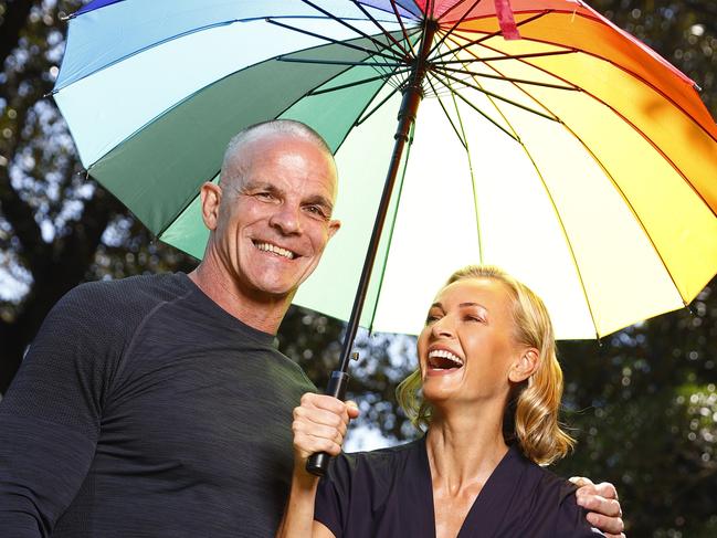 Ian Roberts and Sarah Murdoch at the recent launch of Qtopia Sydney. Picture: Richard Dobson