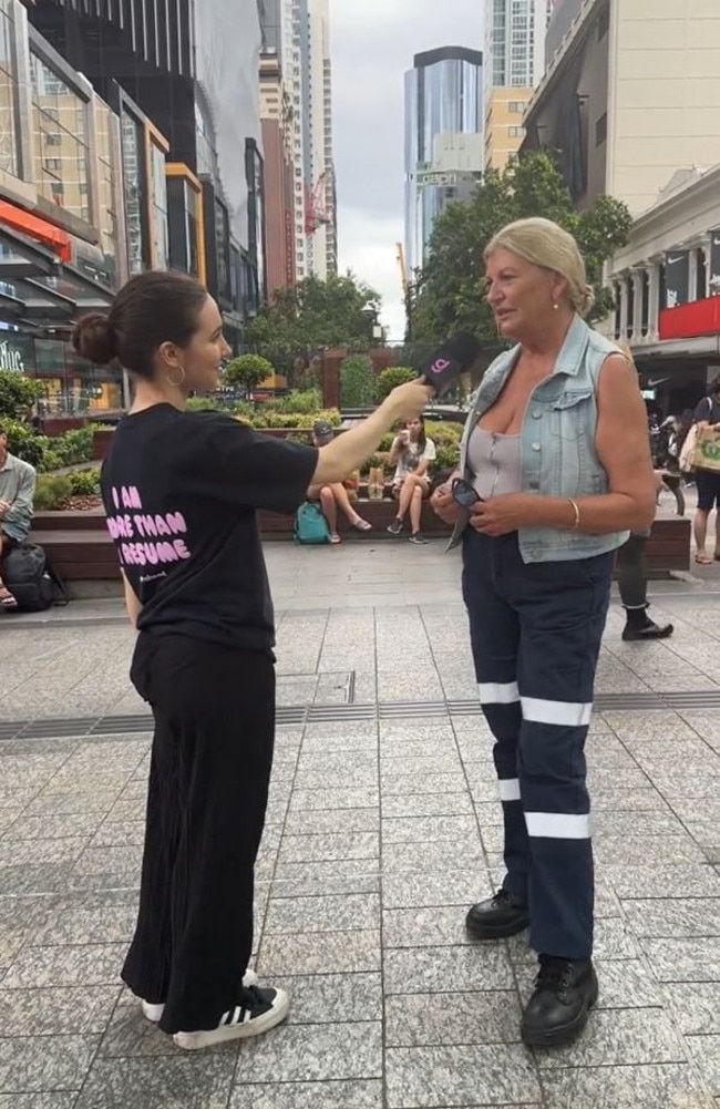 Queensland mum Suzie Rose, who works as a traffic controller, lifted the lid on her industry in a candid street interview. Picture: TikTok/Getahead