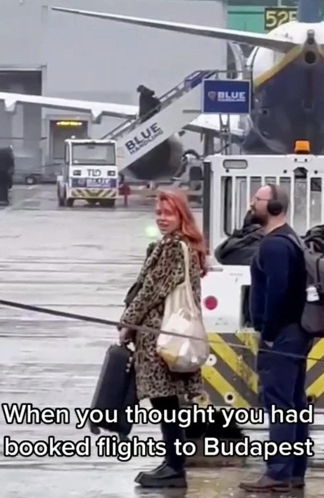 They thought they were going to Budapest but had actually booked flights to Bucharest. Picture: TikTok/sophealice