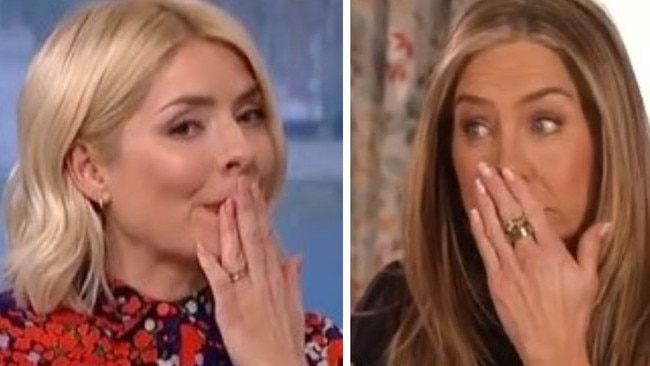 TV host Holly Willoughby forced to apologise as Jennifer Aniston swears in awkward interview. Picture: ITV