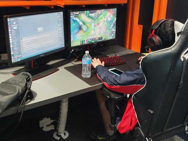 Students from The Springfield Anglican College competing in League of Legends at a round of the Queensland High School eSports League. Photo: Nathan Edwards