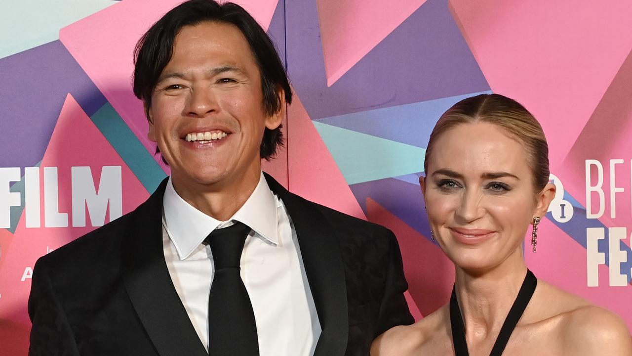 Chaske Spencer and Emily Blunt at The English world premiere during the 66th BFI London Film Festival at the BFI Southbank last month. Picture: Kate Green/Getty Images for BFI