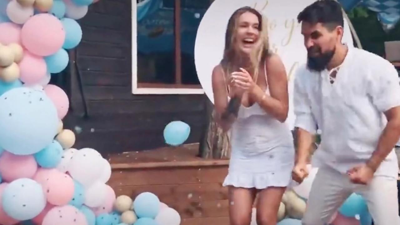 A follow-up clip revealed the pair is expecting a boy, as one dancer popped a balloon to reveal the news. Picture: TikTok