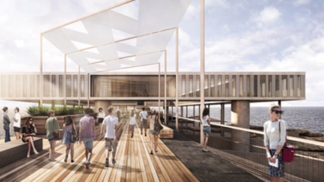 An artist's impression of a proposed Glenelg jetty redevelopment by design firm Mott MacDonald, including new hotel to be built overlooking the water.