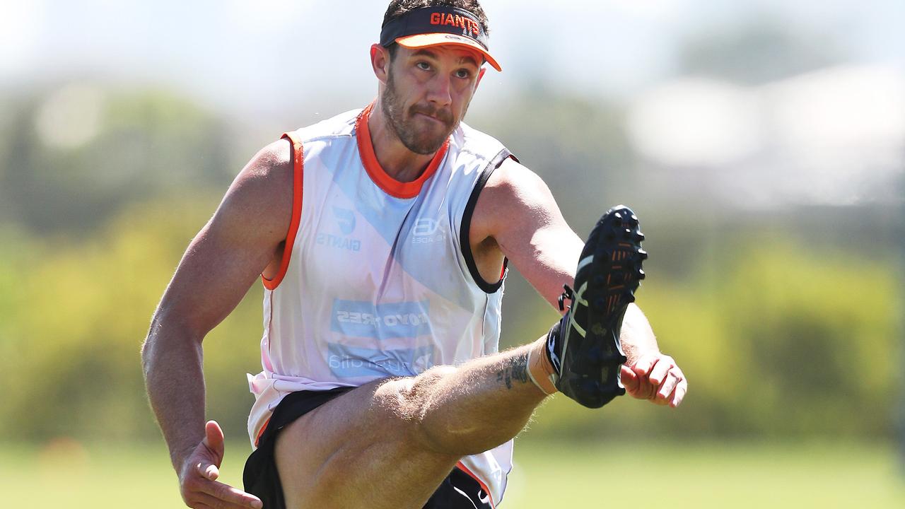 Shane Mumford at training in his AFL comeback. Picture: Phil Hillyard