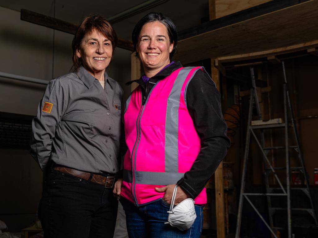 Klara Marosszeky, founder of Australian Hemp Masonry Company, with X-Hemp founder Andi Lucas. Lucas features in the Tassie episode of Grand Designs Australia. Picture: Linda Higginson