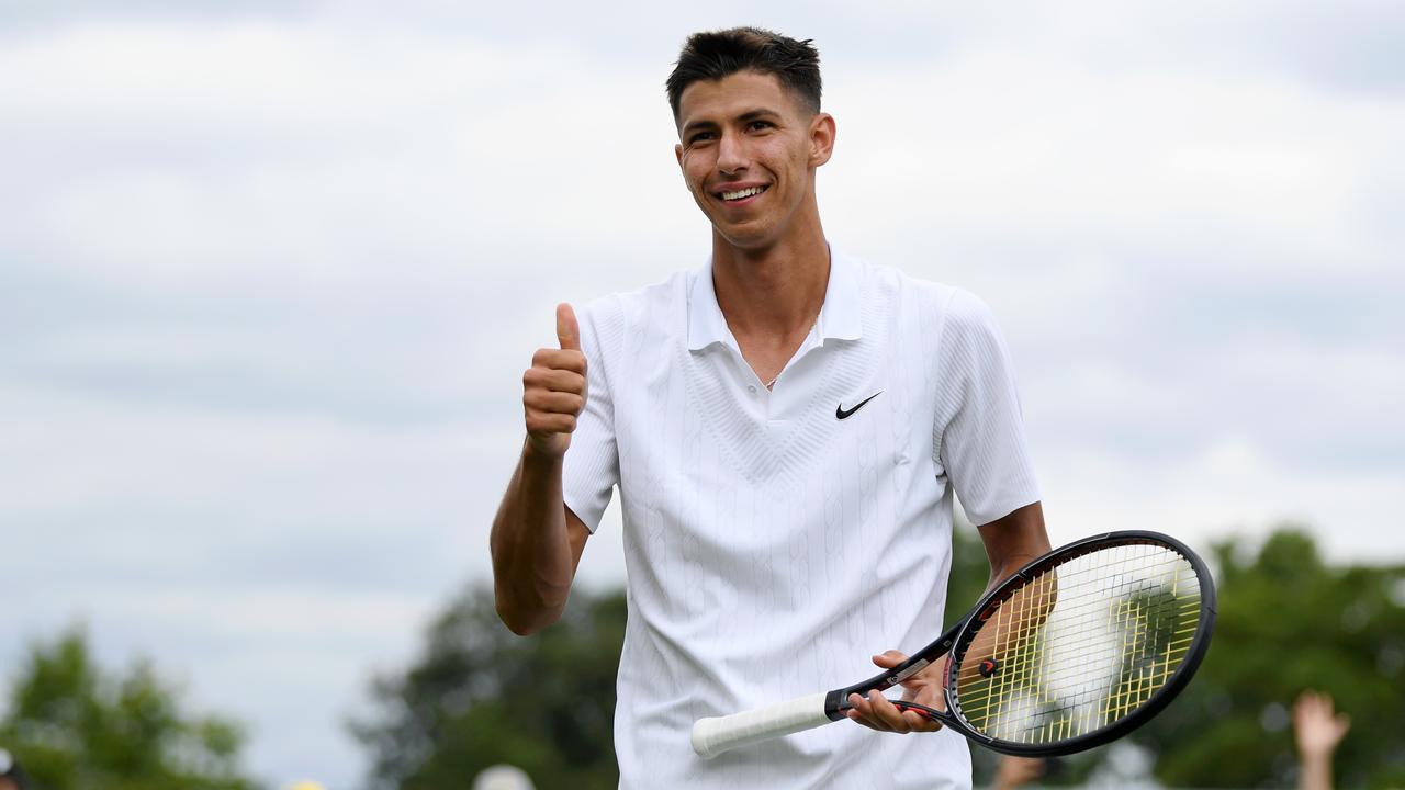 All smiles for Alexei Popyrin after an incredible Wimbledon debut. (Photo by Mike Hewitt/Getty Images)