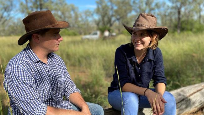 Briana Collins and Sean Ryanin the Galilee Basin, near where Clive Palmer proposes to mine coal.