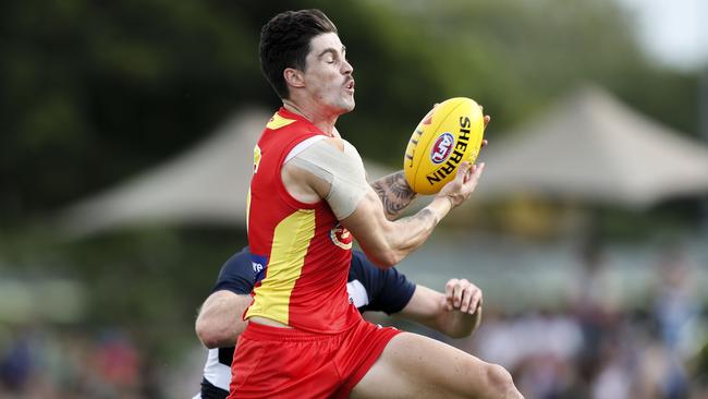 Alex Sexton takes a mark in his new role as a forward. Picture: AAP