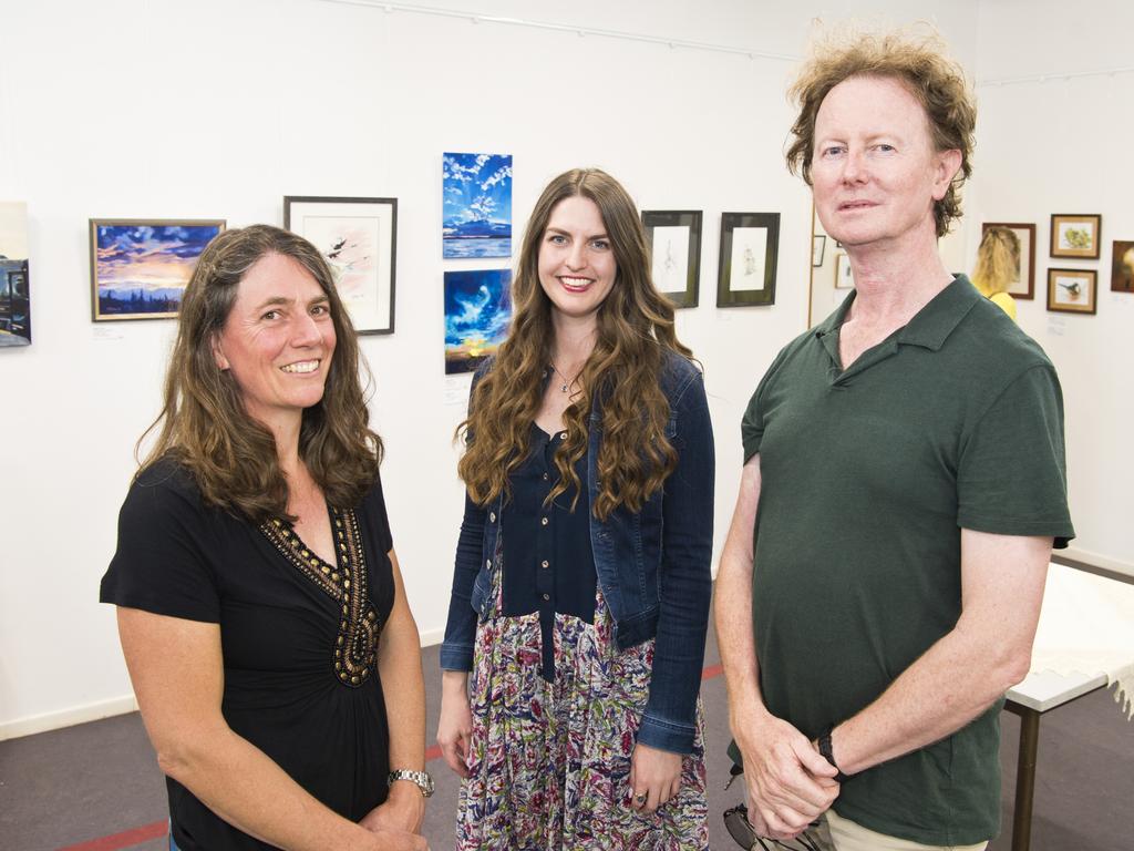 Synchronicity art exhibition featuring work by (from left) Sandra Willis, Megan Shine and Ian Hay at Culliford House, Saturday, November 2, 2019. Picture: Kevin Farmer