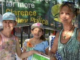 FAMILY AFFAIR: Shanna, Sianna and Julie outside the polling station. Picture: Tim Jarrett