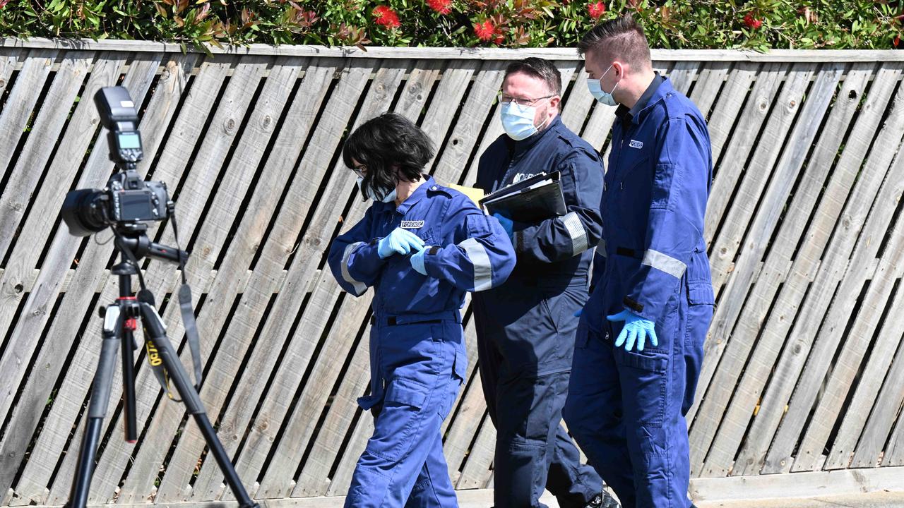 Forensics and detectives at the scene of an assault on Torquay Road, Grovedale. Picture: Brad Fleet