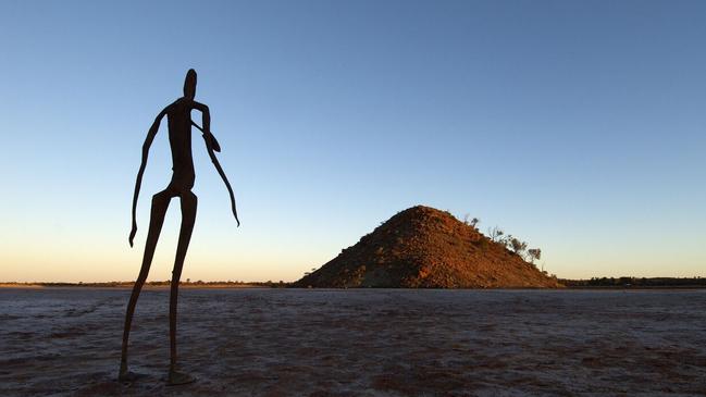 One of Antony Gormley’s sculptures at Lake Ballard, WA.