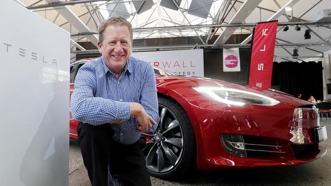 Tesla vehicles will be on show Hobart for this weekend’s Sustainable Living Festival, which Rob Manson from I Want Energy is taking part in. Picture: RICHARD JUPE