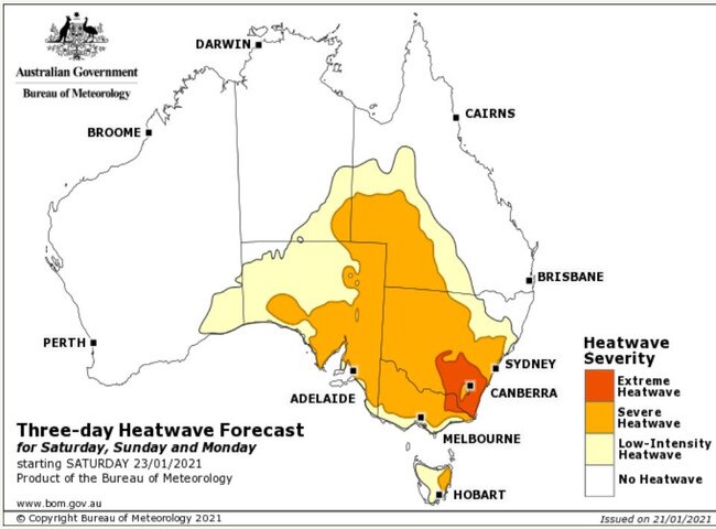 The conditions for Saturday to Monday. Picture: BoM