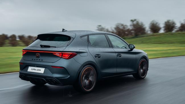 The Cupra Leon's range-topping VZx packs some punch with a 2.0L turbo 4-cylinder petrol engine good for 221kW and 400Nm.