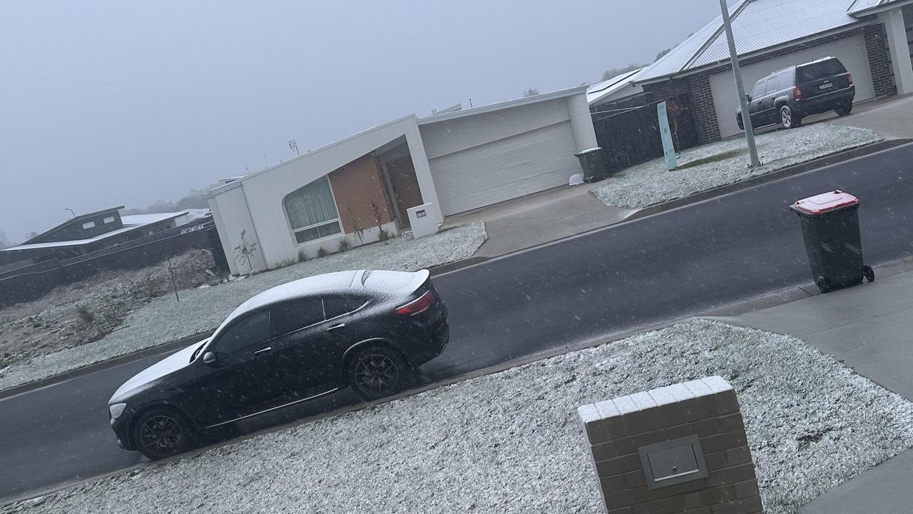Snow hit Orange as temperatures dropped to -3C.