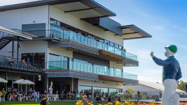 The controversial $12m grandstand at the Darwin Turf Club. Picture: Che Chorley