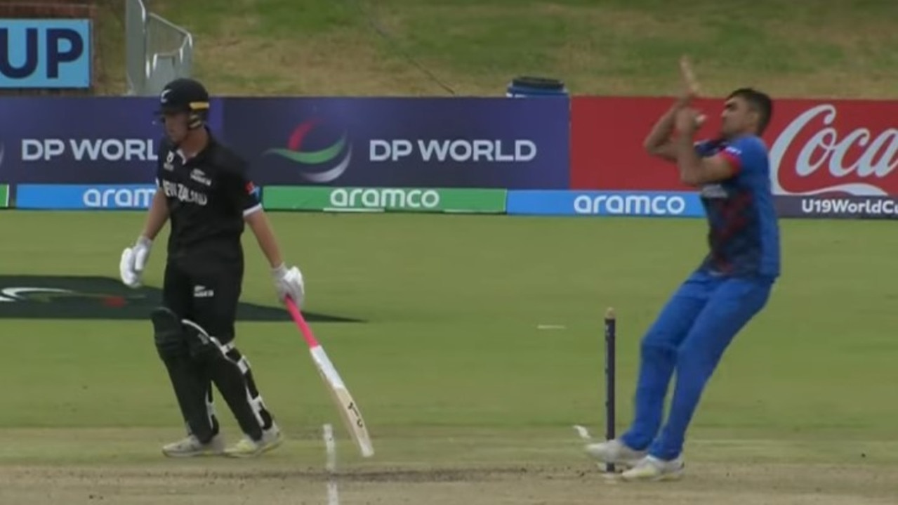 The Afghan captain was in his bowling action. Photo: YouTube