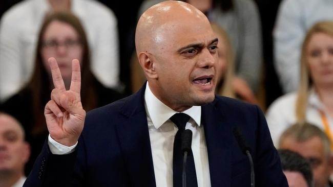 British Chancellor Sajid Javid campaigning in Uttoxeter on Tuesday. Picture: Getty Images