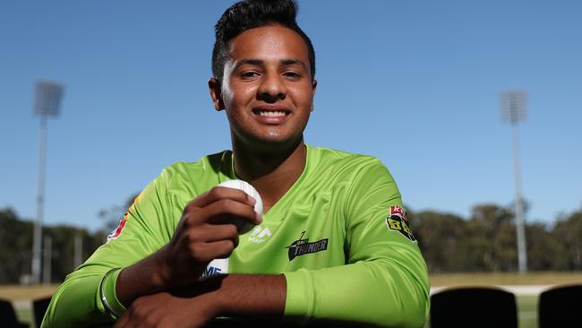 Sydney Thunder legspinner Tanveer Sangha at Blacktown International Sportspark, Sydney. Picture: Brett Costello