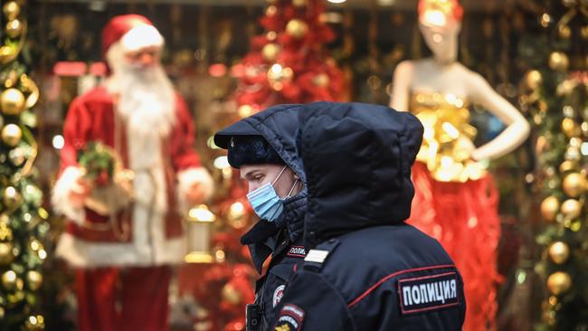 Russian police officers in Arbat street, Moscow. Picture: AFP