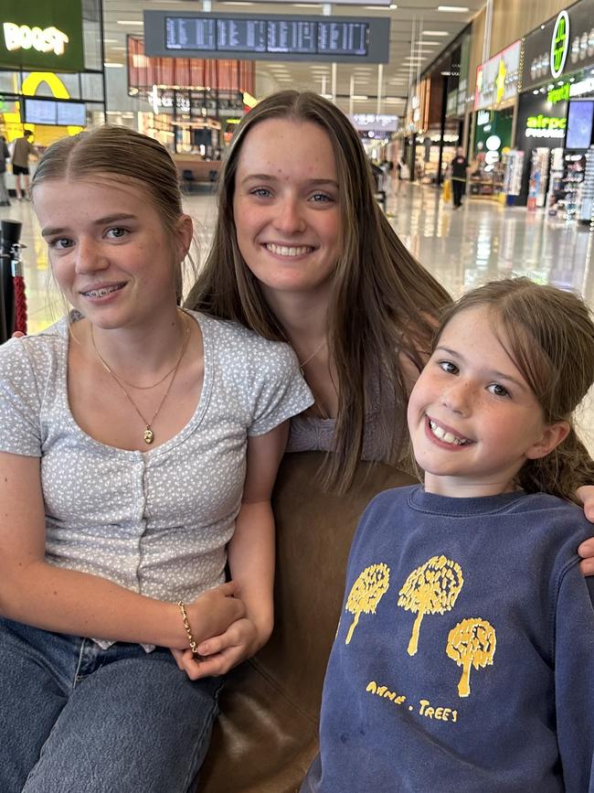 Lyla Neck, left, with her cousin Ava and sister Eleanor. Picture: Supplied by Family