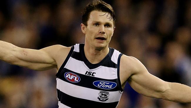Patrick Dangerfield during his best on ground performance against Geelong. Picture: Wayne Ludbey