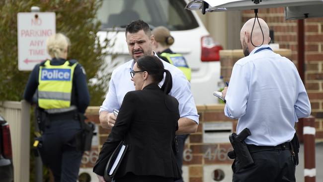 Police investigate a fatal stabbing on McBurnie Drive at Kurunjang. Picture: Andrew Henshaw