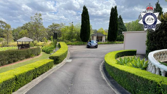 One of the vehicles parked at the Dural property prior to its seizure. Picture: Australian Federal Police