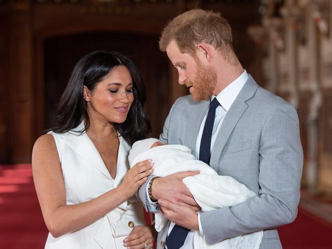 A body language expert said Meghan Markle touched her hair more than usual, indicating she was ‘nervous’. Picture: AFP