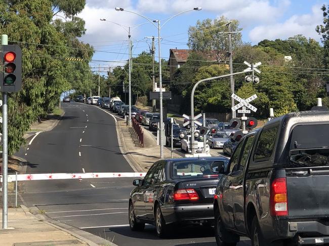 The Toorak Rd level crossing in Kooyong.