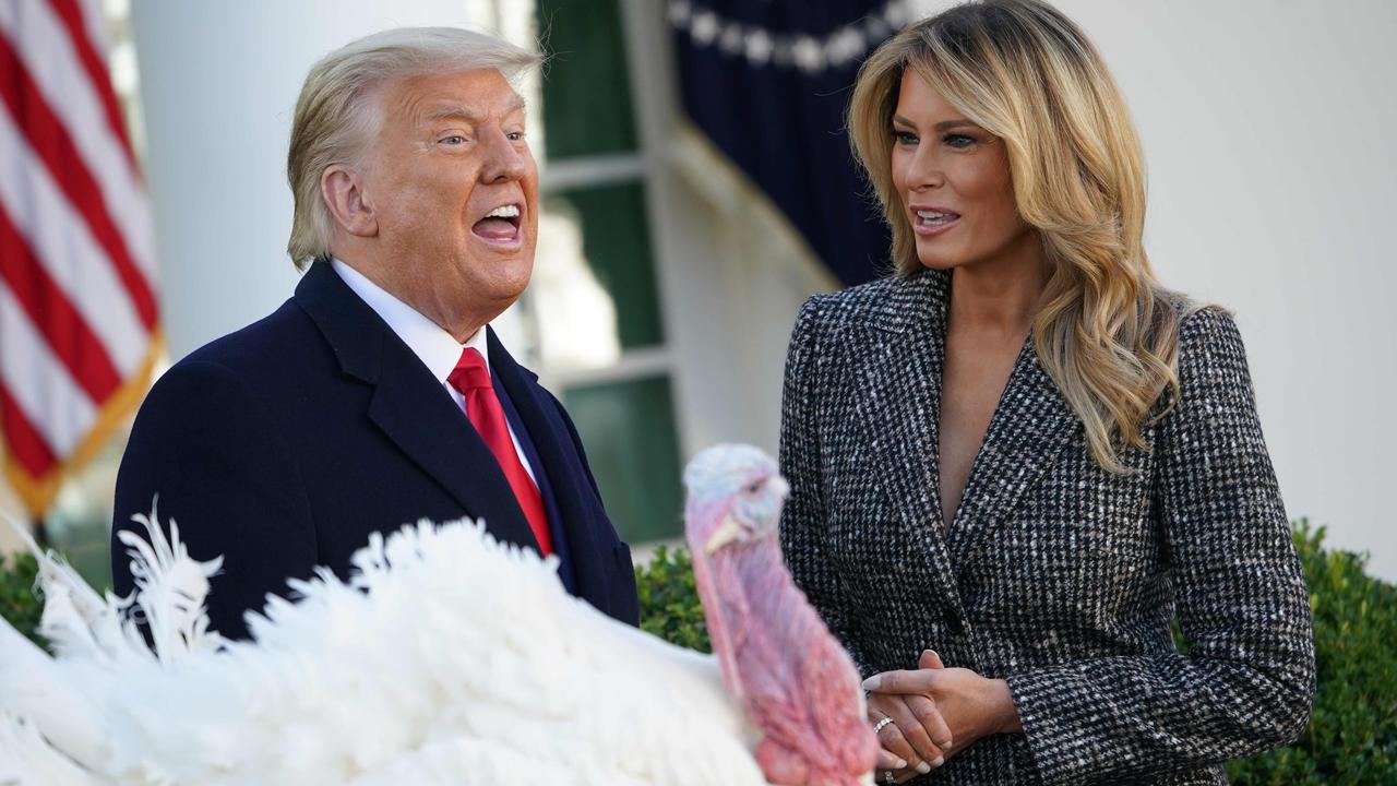 Donald Trump pardons the National Thanksgiving Turkey on November 24. Picture: Mandel Ngan/AFP