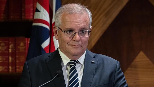 Prime Minister Scott Morrison yesterday following the interest rate rise. Picture: Jason Edwards