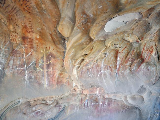 Aboriginal rock art at Arkaroo Rock. Picture: AAP Image/Georgie Moore