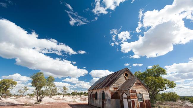 The rusty old church in Lightning Ridge Australia, a previous film set.