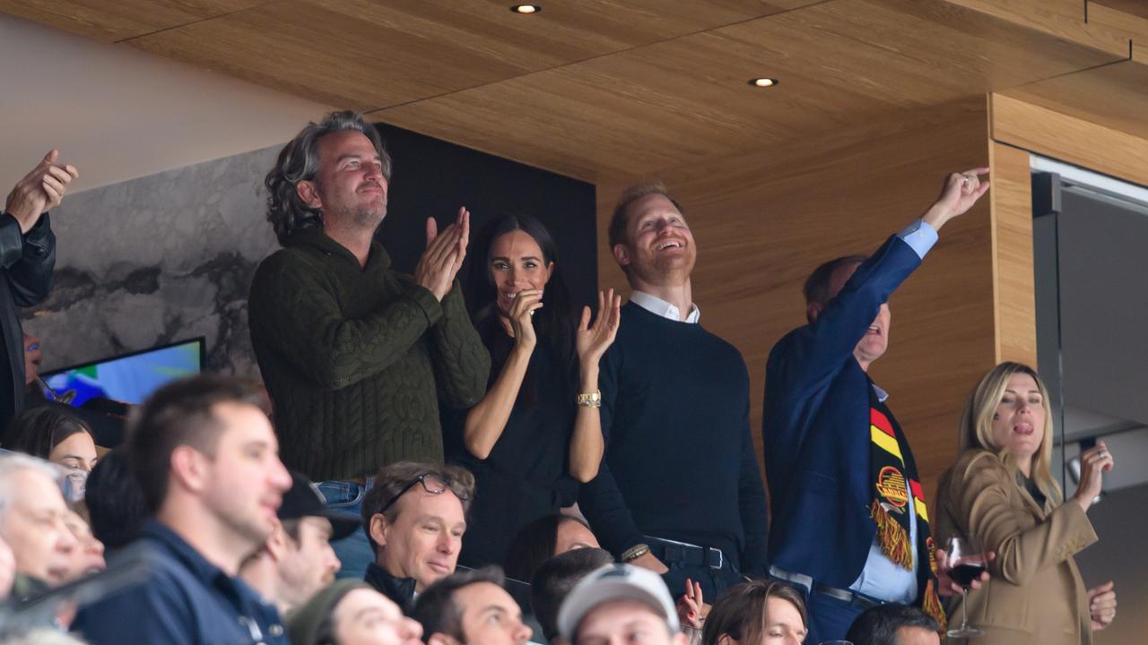 The Sussexes made a surprise appearance at an ice hockey game in Canada this week. Picture: Getty Images