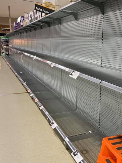 No toilet paper for shoppers at Eagle Vale Woolworths in Sydney’s west. Picture: Teneille Campbell