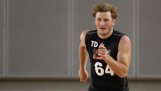 Glenelg’s Will Gould during testing at the AFL Draft Combine at Magaret Court Arena. Picture: Dylan Burns/AFL Photos