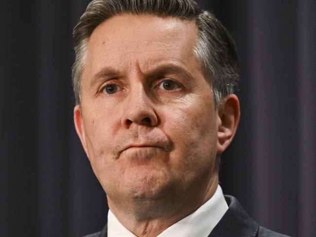 CANBERRA, Australia - NewsWire Photos - October 29, 2024: Minister for Health and Aged Care Mark Butler holds a press conference on the results of the Covid inquiry with Federal Treasurer Jim Chalmers at Parliament House in Canberra. Picture: NewsWire / Martin Ollman