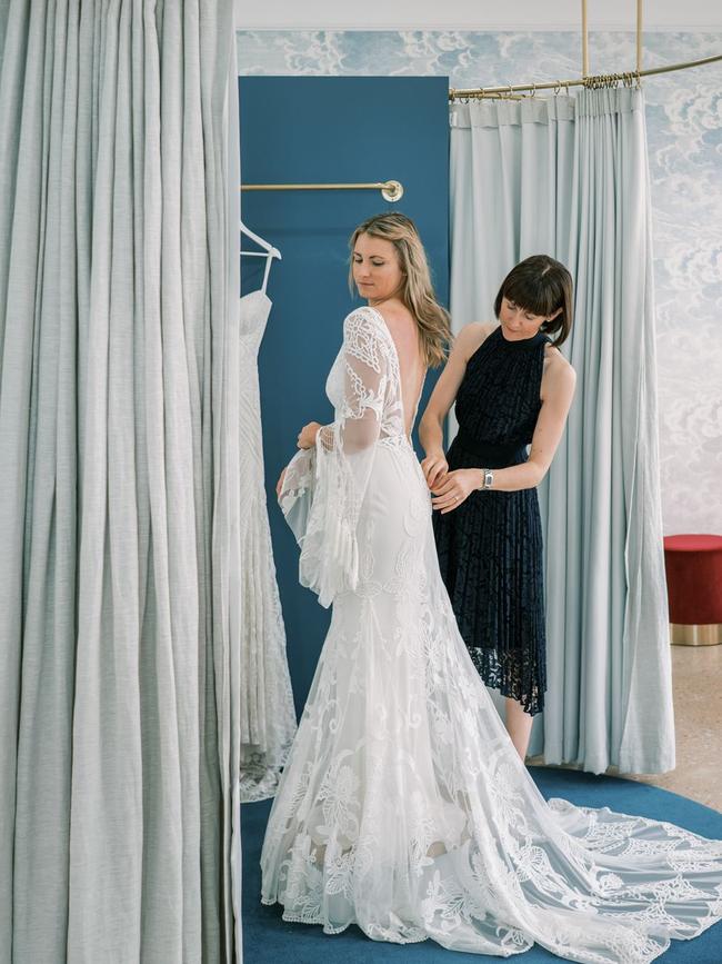 Laura Watson in action helping a bride to be at The Bride Lab. Picture: Supplied/Israel Baldago Photography