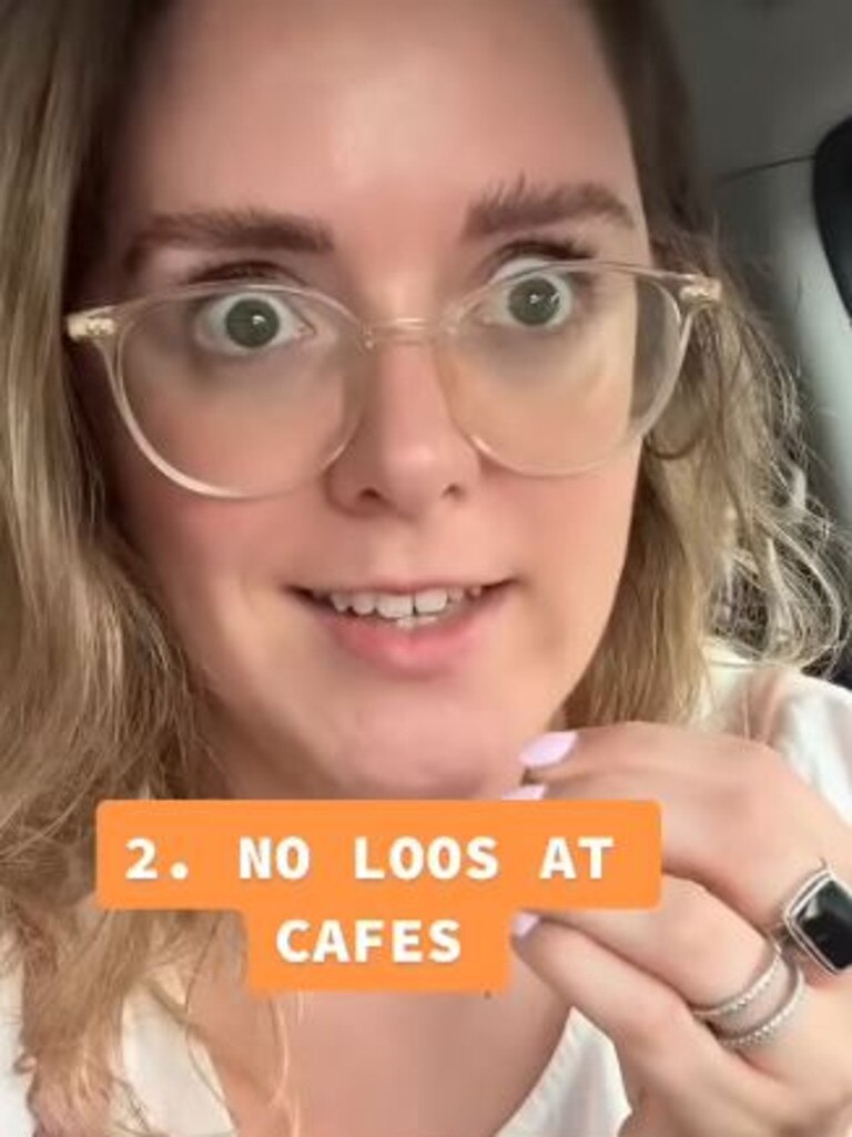 Jordana’s second observation was there are no toilets at cafes. Picture: Instagram/thejordanagrace