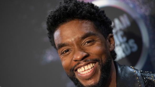 Chadwick Boseman in the press room during the 2019 American Music Awards at the Microsoft theatre in Los Angeles Picture: AFP