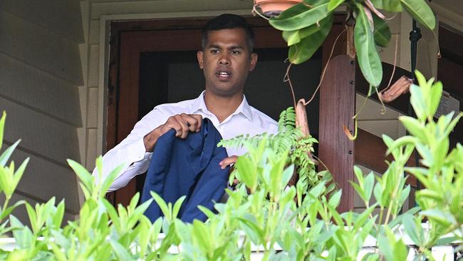 LNP candidate for the seat of Lilley, Vivian Lobo leaves his home in Windsor, Brisbane.