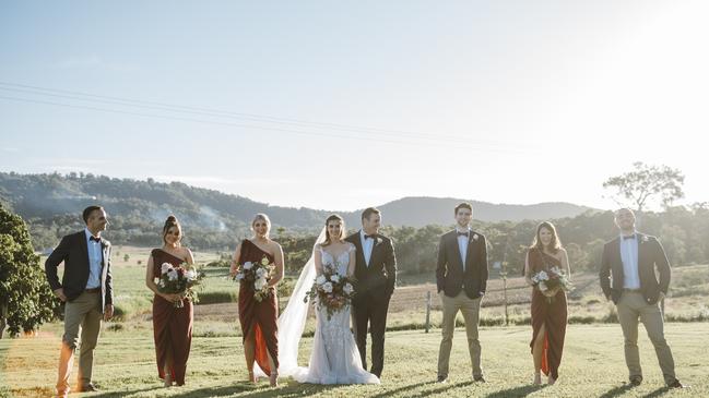 Courtney Jager and Mike Harris and their wedding party.