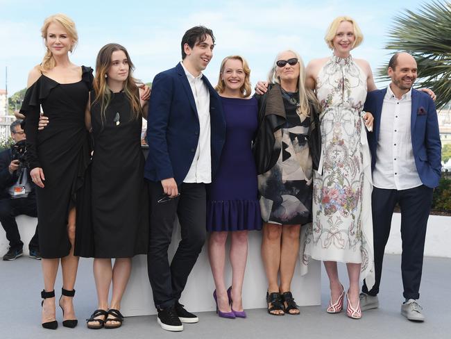 The cast of Top Of The Lake: China Doll, Nicole Kidman, Alice Englert, director Ariel Kleiman, Elisabeth Moss, director Jane Campion, Gwendoline Christie and David Dencik at Cannes Film Festival. Picture: Dominique Charriau/WireImage