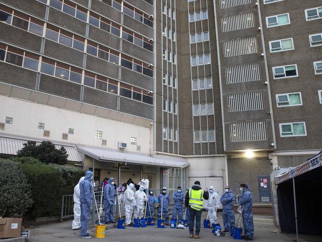 Several public housing towers were plunged into hard lockdown. Picture: Sarah Matray